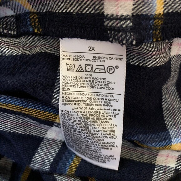 Old Navy Womens Plus Size 2X Multicolor Plaid The Boyfriend Shirt Button Blouse - Picture 5 of 5